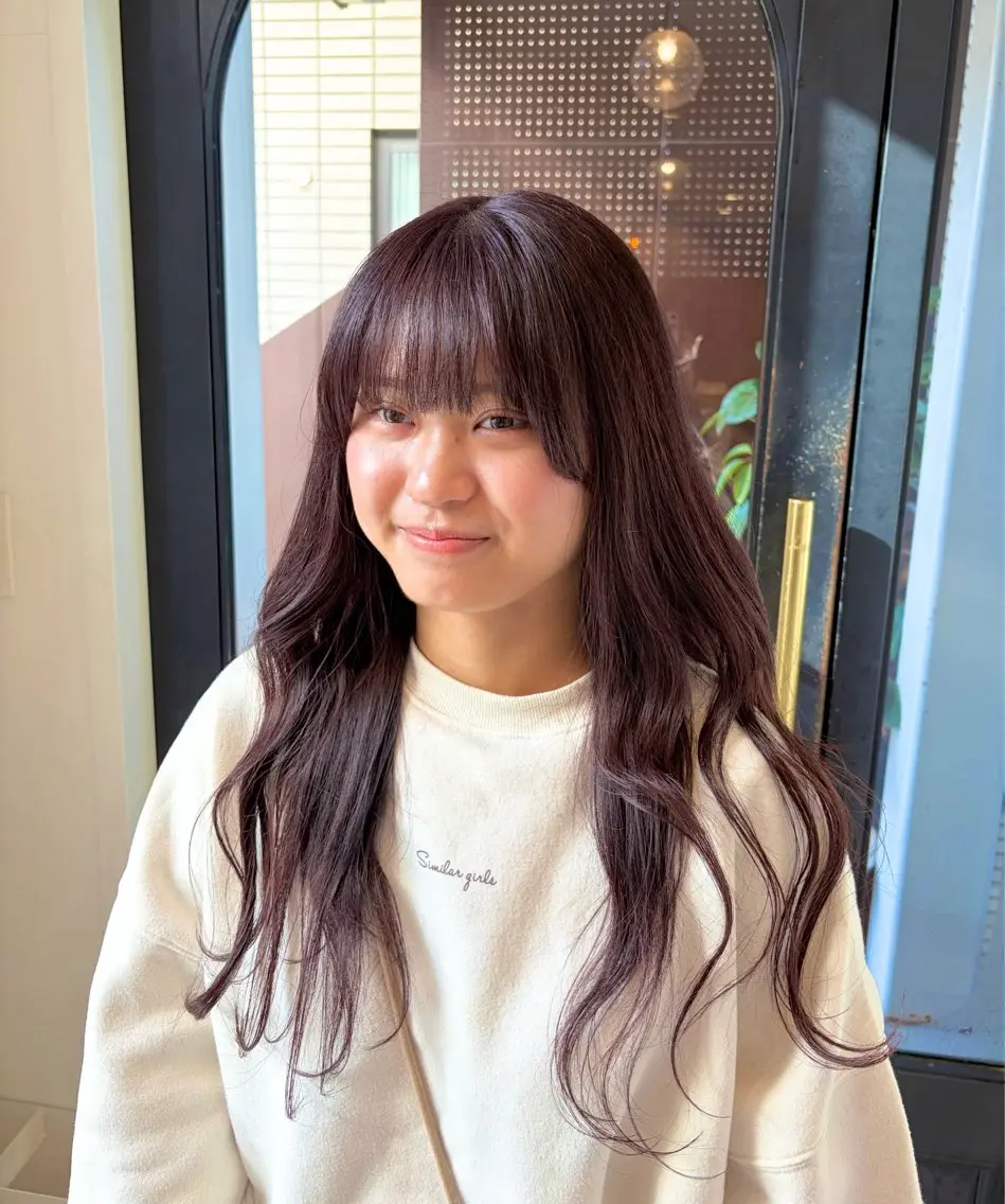 セミロング カラー パーマ トリートメント クリスマス ヘアカラー トリートメント ヒナ/酸性ストレート ・艶カラー🌿のヘアスタイル