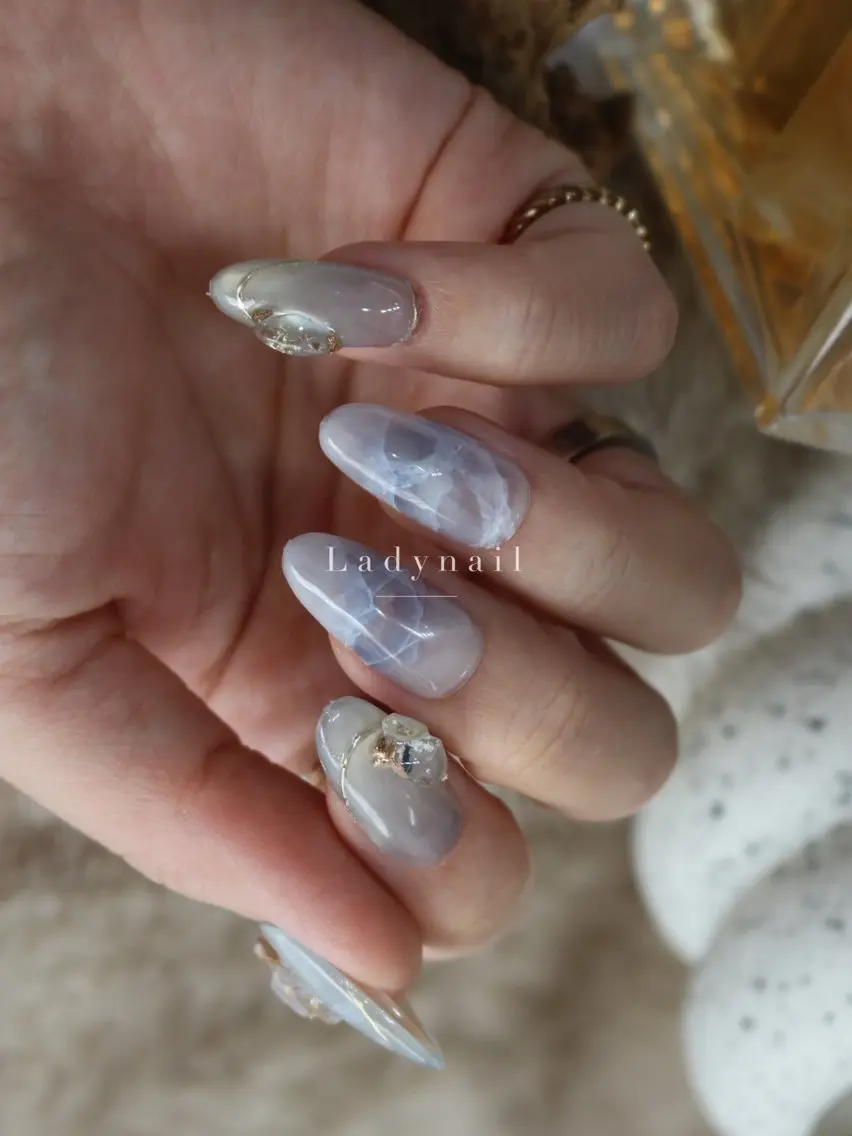 ネイル 韓国ネイル 大理石ネイル(マーブル) ハンドネイル Lady nailのネイルデザイン