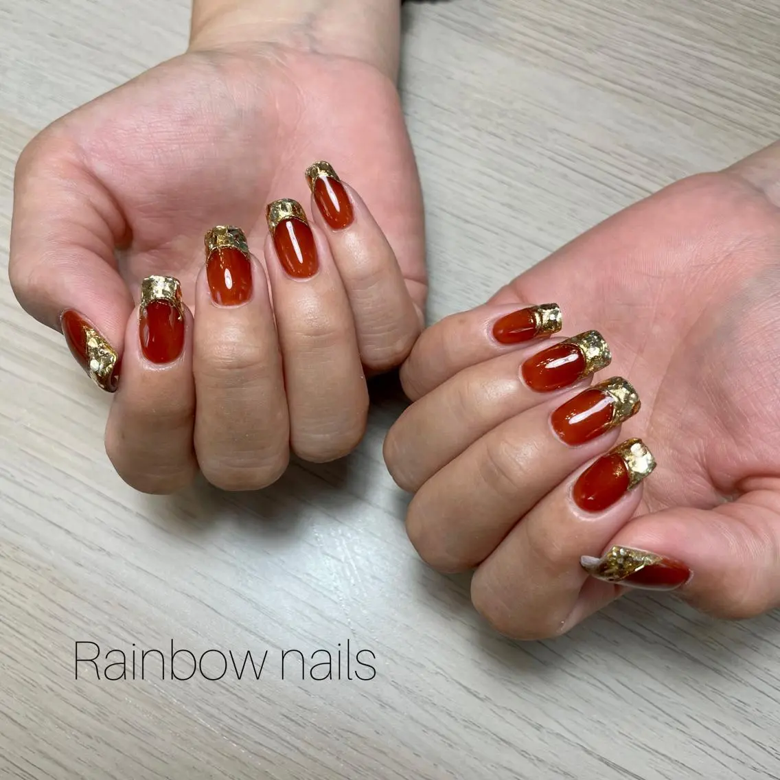 ネイル フレンチネイル ミラーネイル Rainbow nailsくろちゃんのネイルデザイン