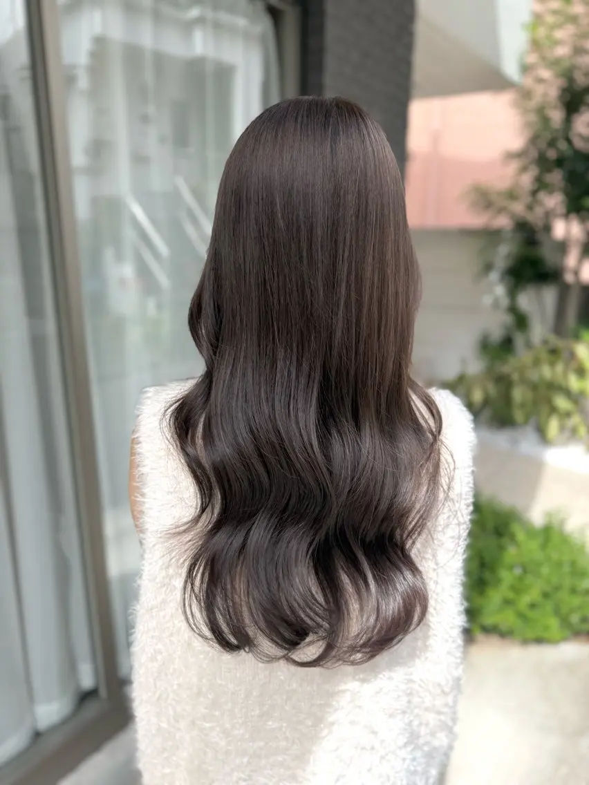 ロング カラー ベージュカラー ショコラベージュ カット ヘアカラー トリートメント グレージュ/レイヤー /韓国ヘア/RISAのヘアスタイル