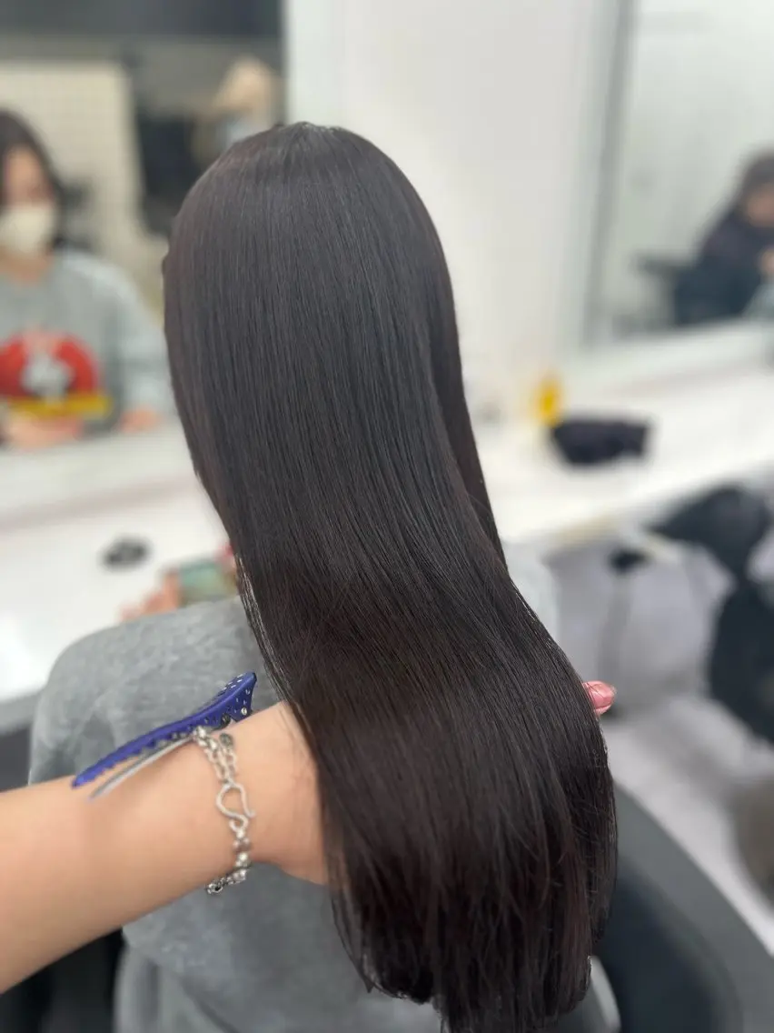 ロング カラー パーマ ヘアアレンジ メンズ キッズ ブリーチなしカラー/ ブラウン/レイヤーのヘアスタイル