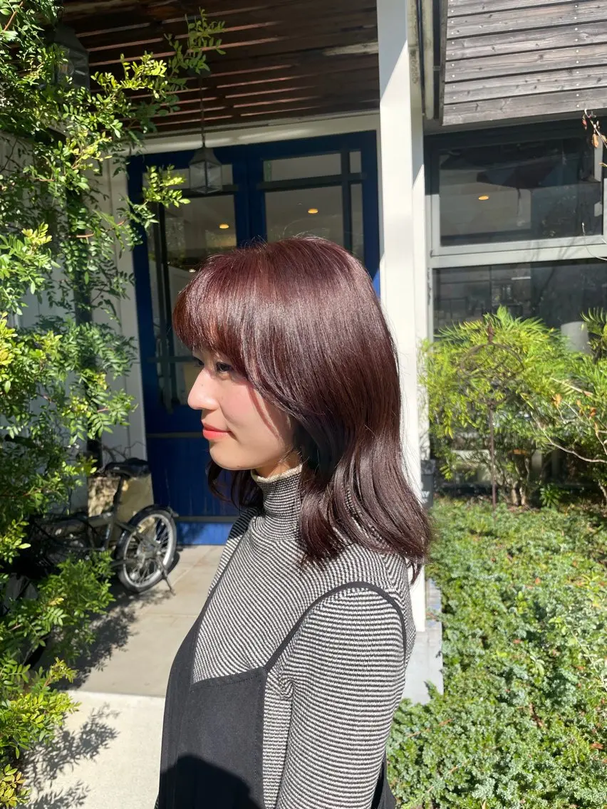 セミロング カラー ヘアアレンジ ブラウンカラー ピンクカラー ピンクブラウン 増田 ルナのヘアスタイル