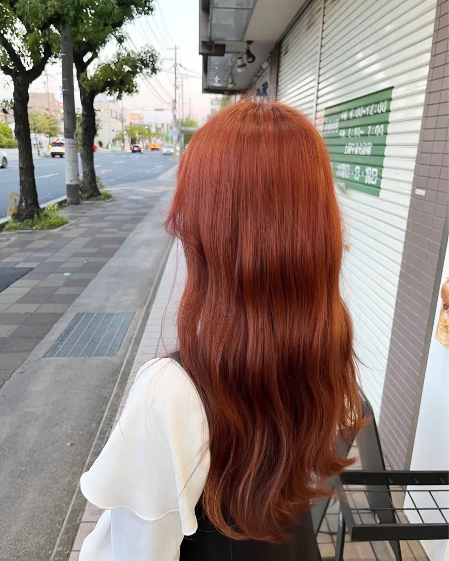 ロング カラー オレンジ RuLaN AMIのヘアスタイル