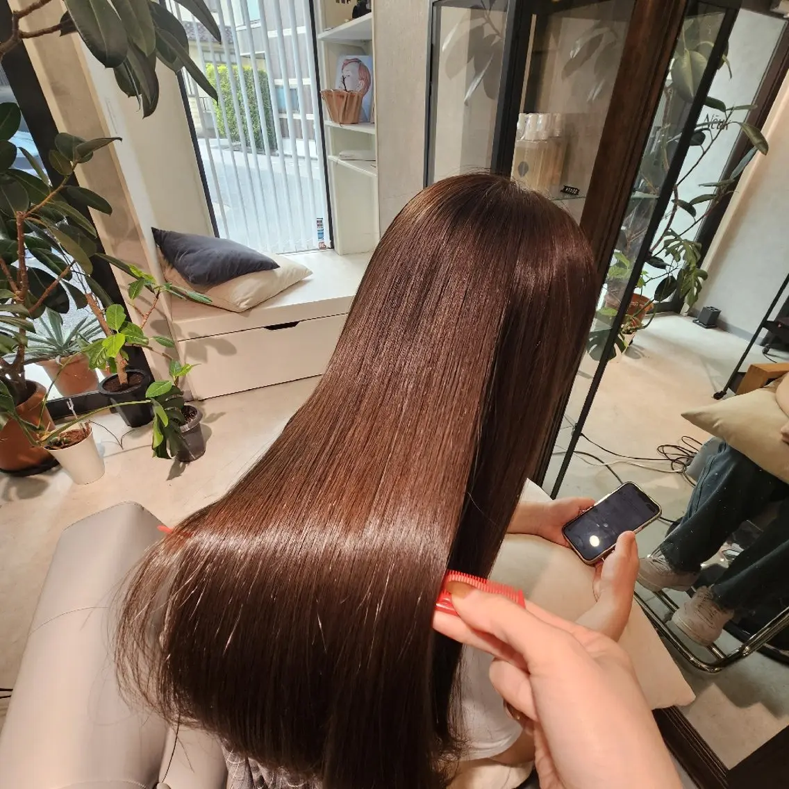 ロング 髪質改善 縮毛矯正 トリートメント 髪質改善/白髪ぼかし SHIONのヘアスタイル