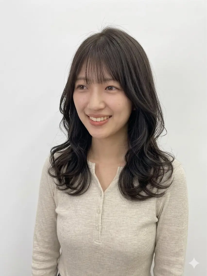 ロング 韓国風ヘア レイヤーカット カット ヘアカラー トリートメント シルエット重視✂︎ 髙橋　盾のヘアスタイル