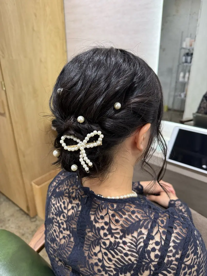セミロング ヘアアレンジ ボブ 縮毛矯正/ /関内/あべももこのヘアスタイル