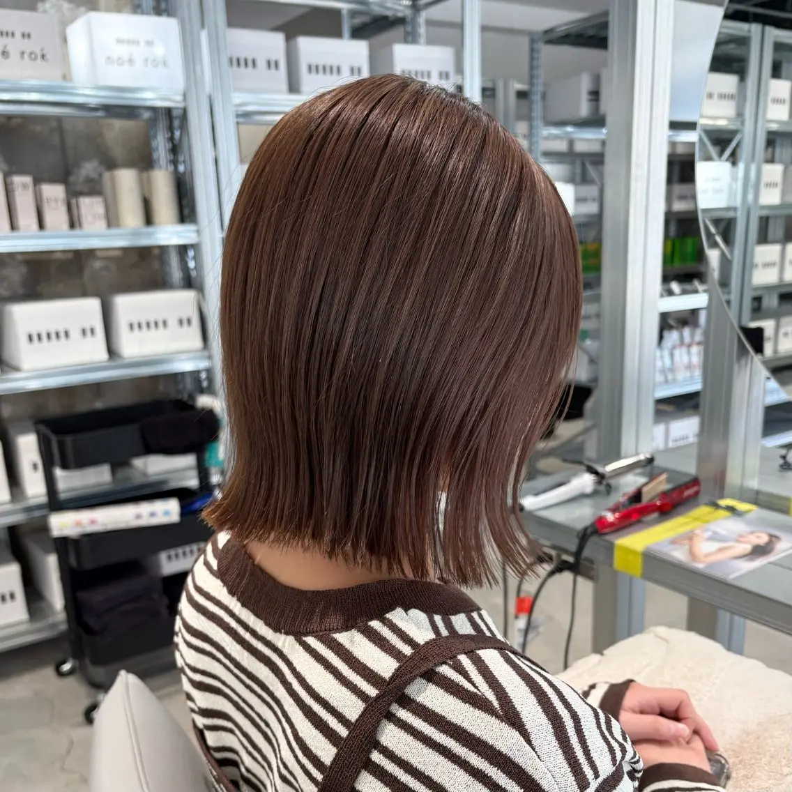 ミディアム カラー カット ヘアカラー トリートメント ✨縮毛矯正/ボブ✨ 佐藤 さくらのヘアスタイル