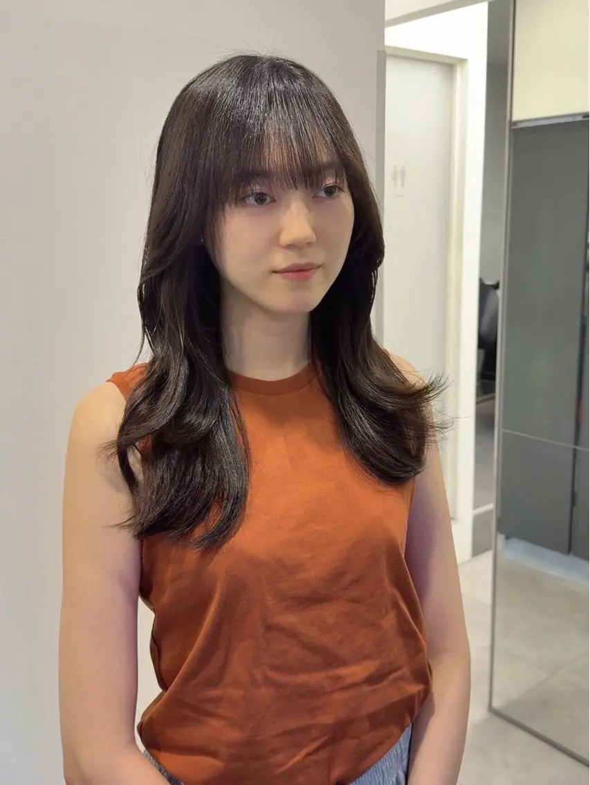 ロング くびれヘア くびれレイヤー レイヤーカット カット 縮毛矯正 トリートメント 韓国ヘア🇰🇷 スズキのヘアスタイル