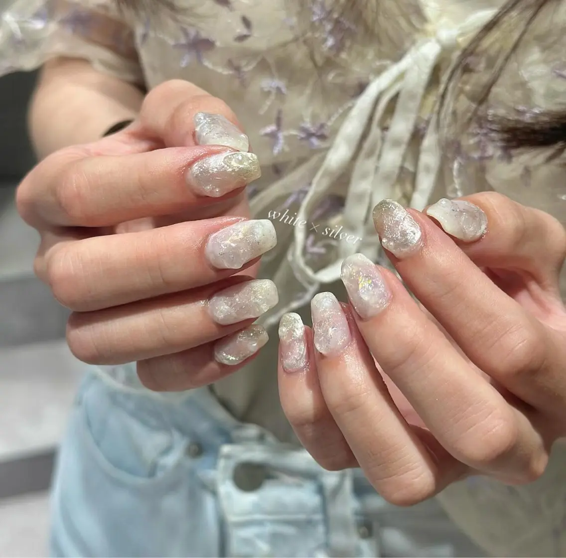 ネイル 氷ネイル・うるうるネイル キラキラネイル torom yukiのネイルデザイン