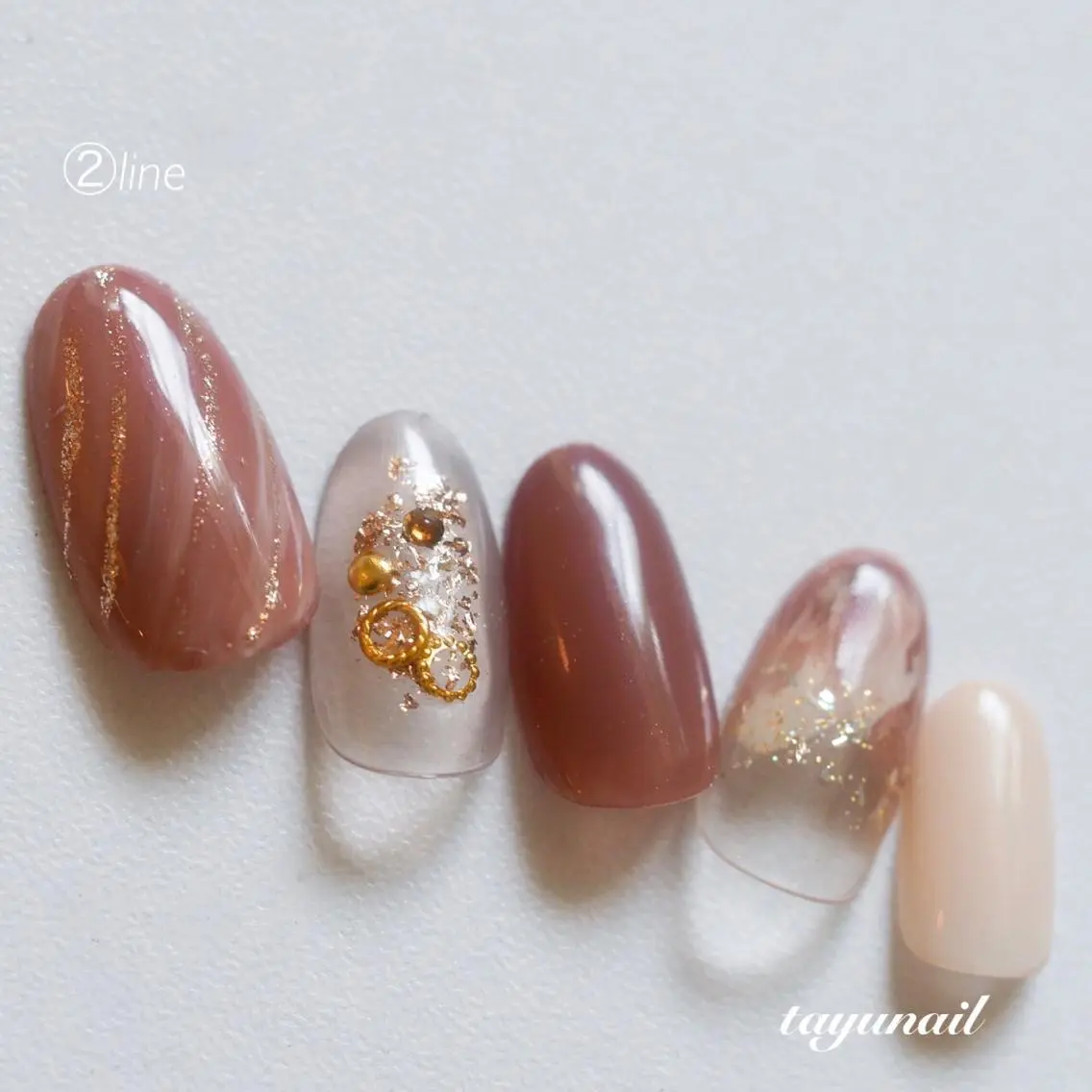 ネイル アートネイル ブルー ブラウン フットネイル ジェルネイル ネイルサロン 【たゆnail】のネイルデザイン