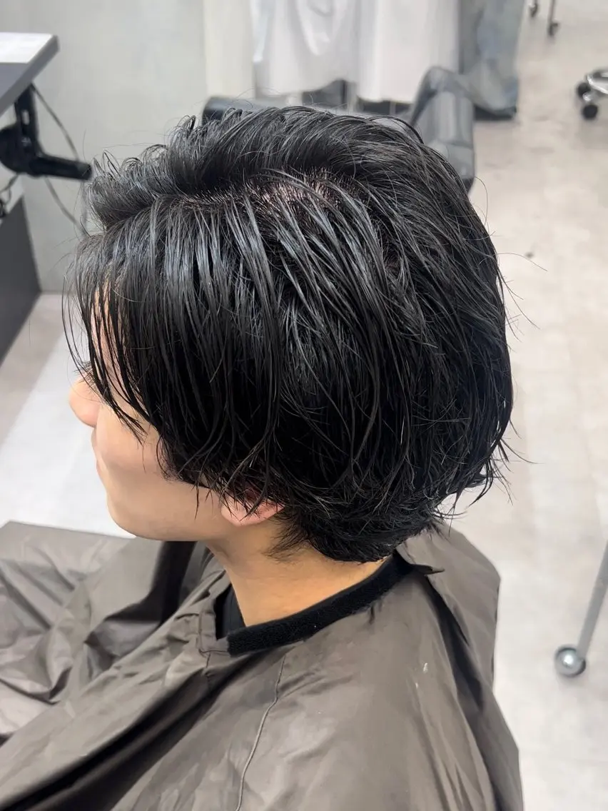 ミディアム パーマ メンズ 曲がる縮毛矯正 LIBER 岩名のヘアスタイル