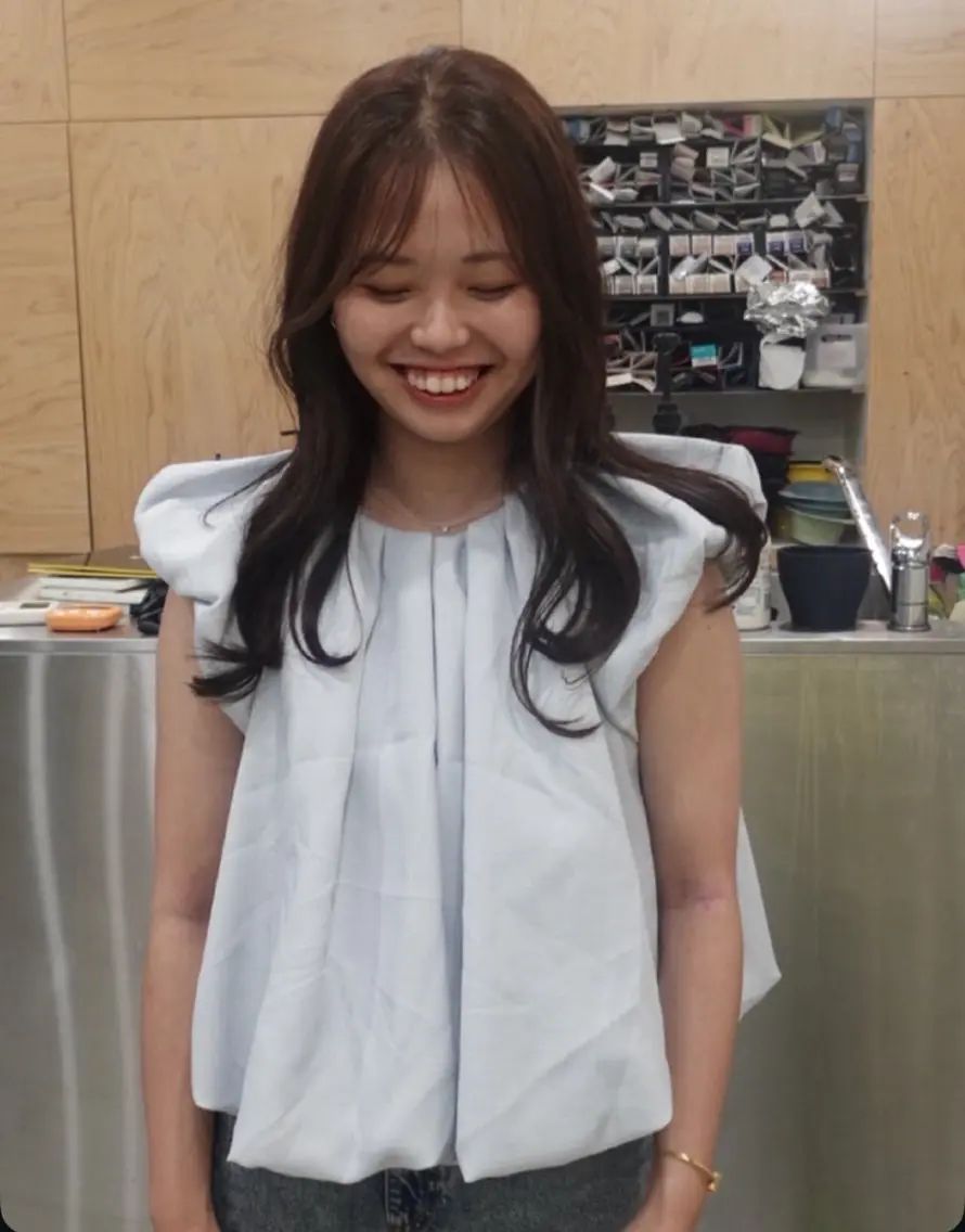 ロング カラー ヘアアレンジ ブラウンカラー ふじはら ひなこのヘアスタイル