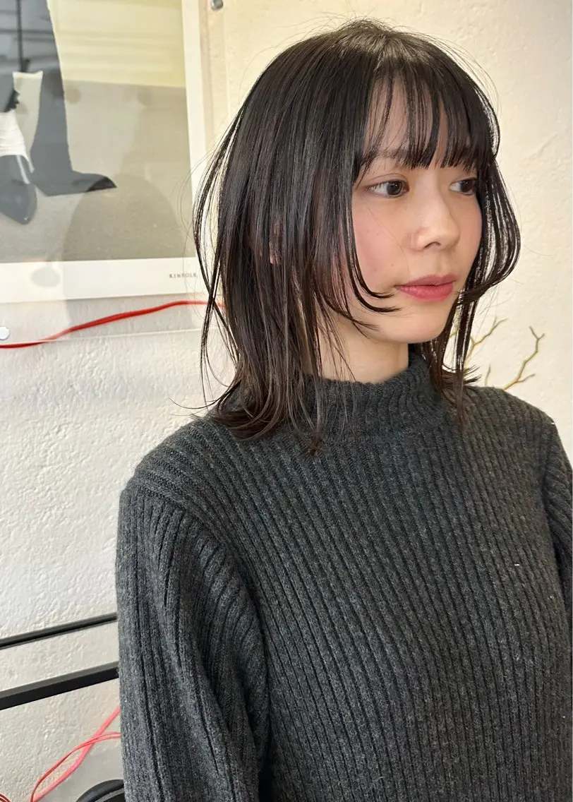 ミディアム 顔周りカット イノウエタケノリ /カット/パーマのヘアスタイル