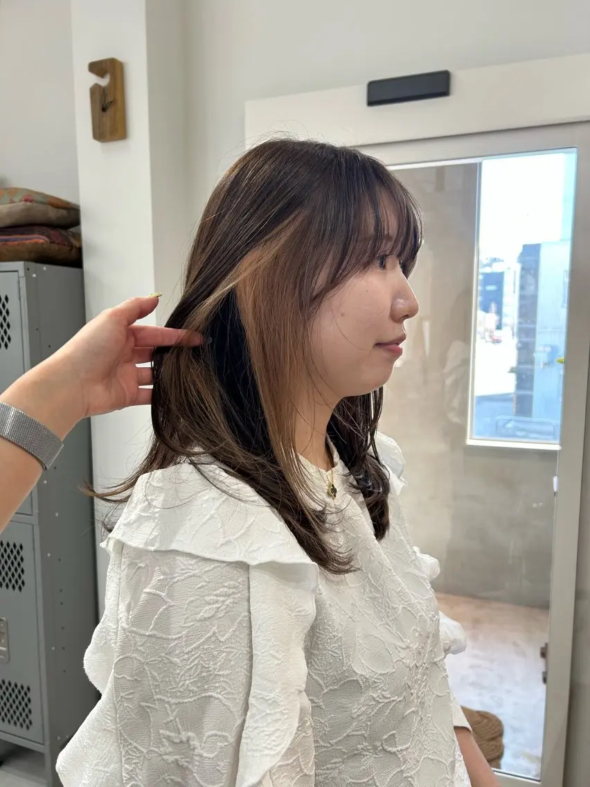 ミディアム カラー 髪質改善ストレート ケアブリーチ/ミオのヘアスタイル