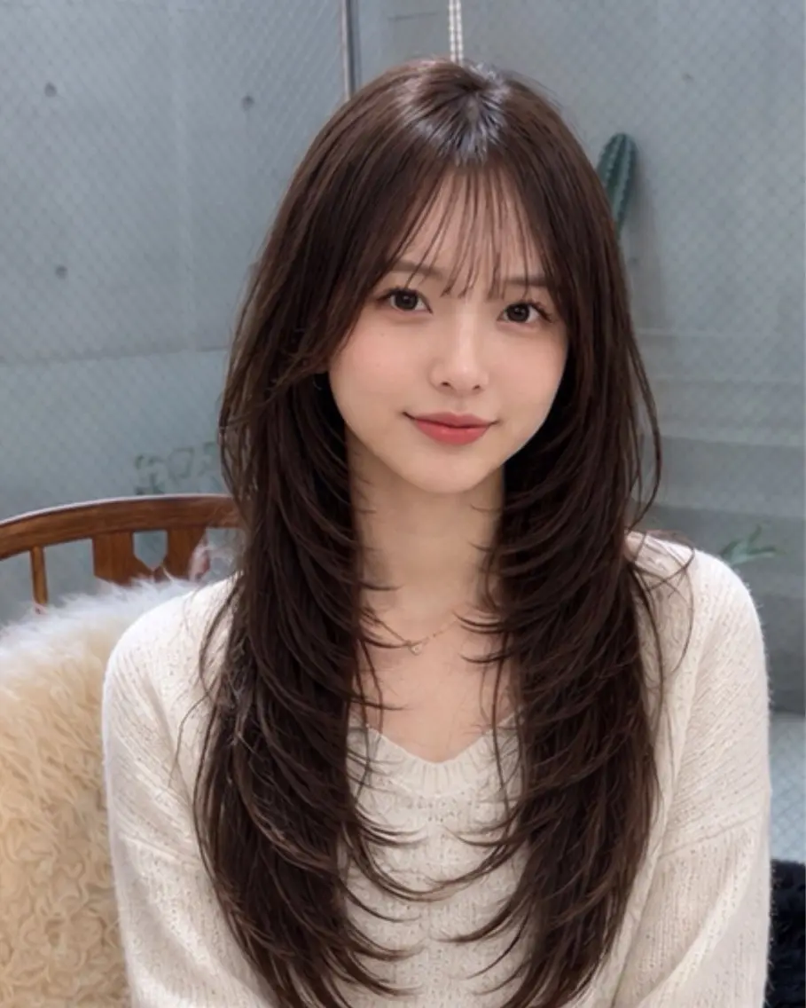 セミロング ハッシュカット 韓国風ヘア レイヤーカット トリートメント カット pia 薬院のヘアスタイル