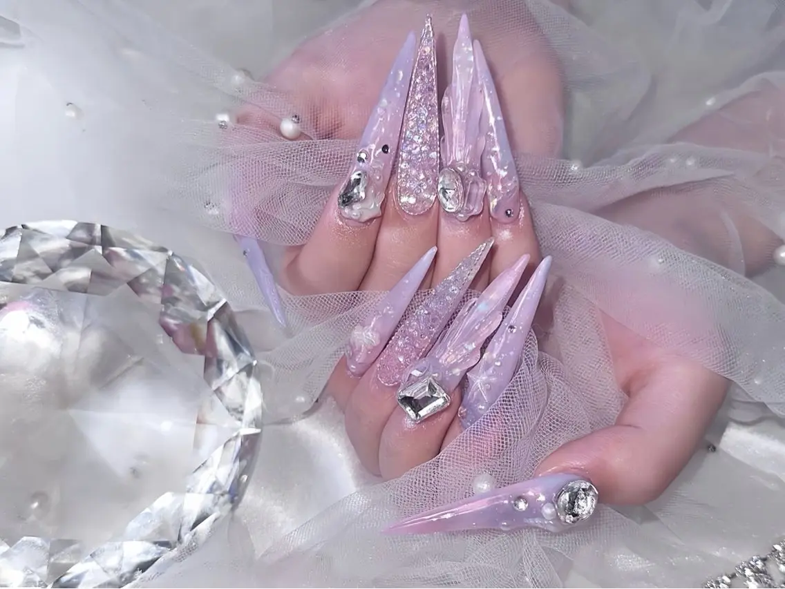 ネイル オーロラネイル チークネイル 桜ネイル クリアネイル ドット ハンドネイル Rin Nail Shinokuboのネイルデザイン
