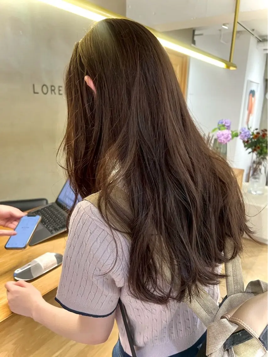 ロング カラー 透明感カラー カット ヘアカラー トリートメント レイヤー/縮毛矯正/ 暖色/mao🎀のヘアスタイル