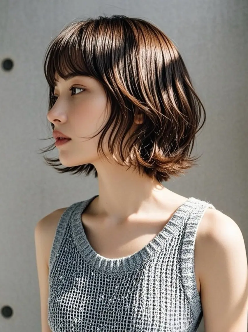 ミディアム ショートボブ ミディアムレイヤー ミディアムパーマ アッシュ ボブ カット ヘアカラー ウルフカット 811 大阪梅田 ウルフのヘアスタイル