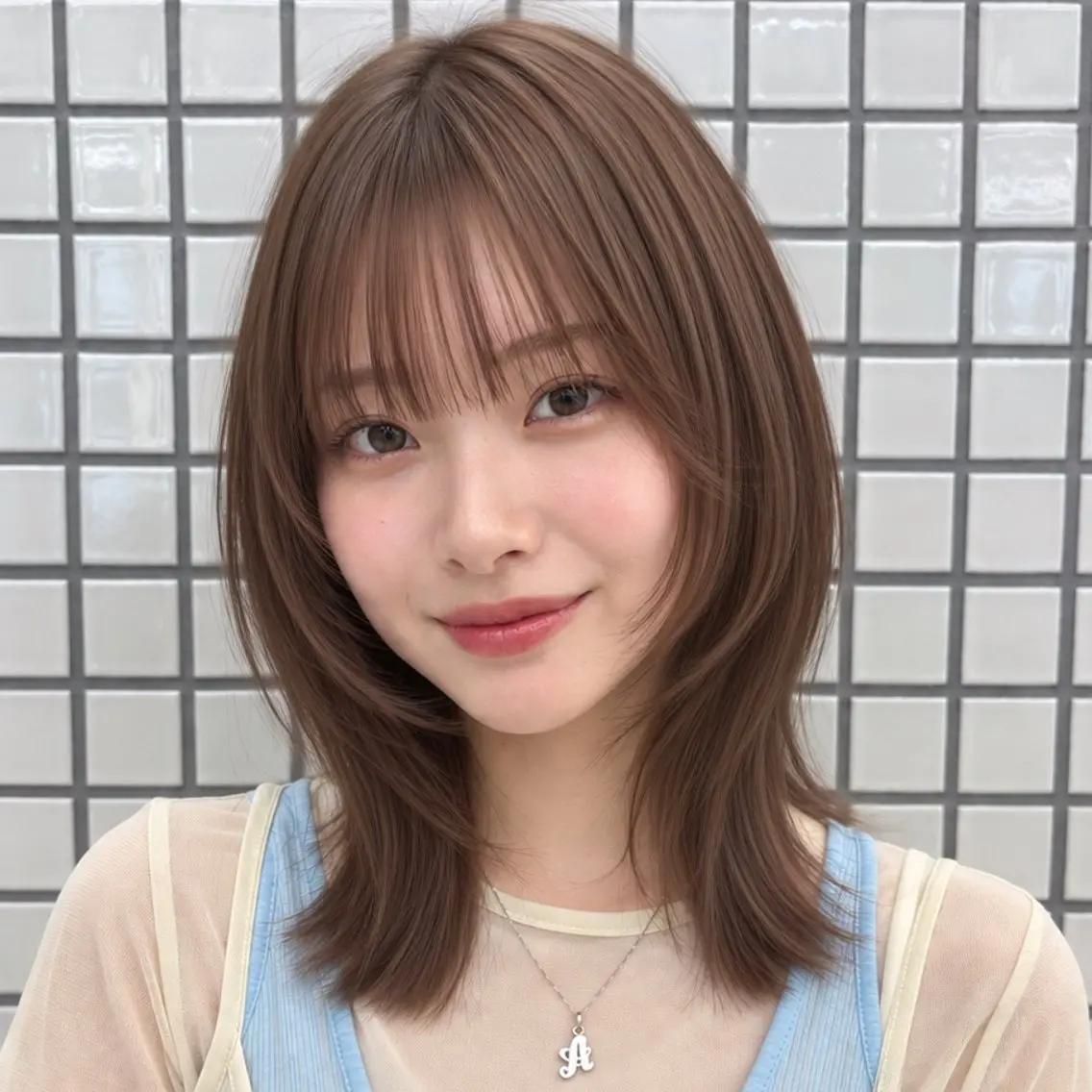ミディアム カラー カット ヘアカラー トリートメント 泉 舞香のヘアスタイル