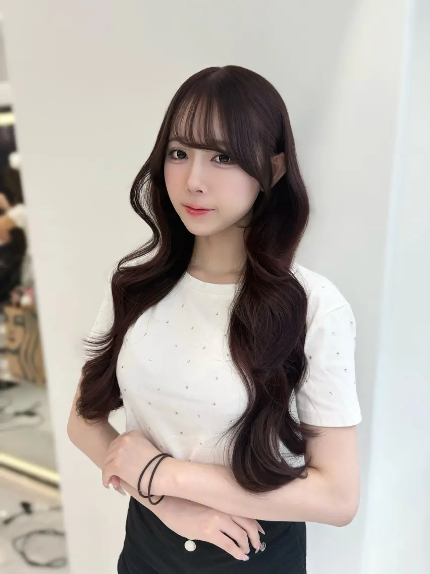 ロング カラー カット ヘアカラー トリートメント 新宿/韓国ヘア 中明度カラー/かやのヘアスタイル