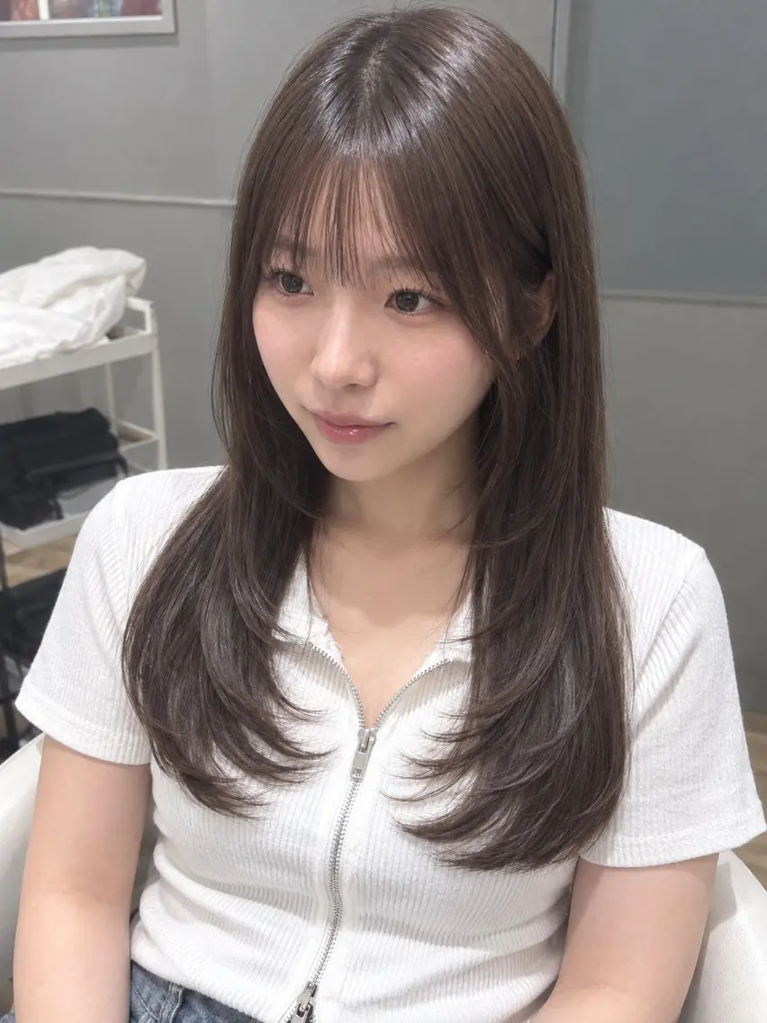 ロング カラー カット ヘアカラー トリートメント 似合わせ 顔周りYUUGAのヘアスタイル