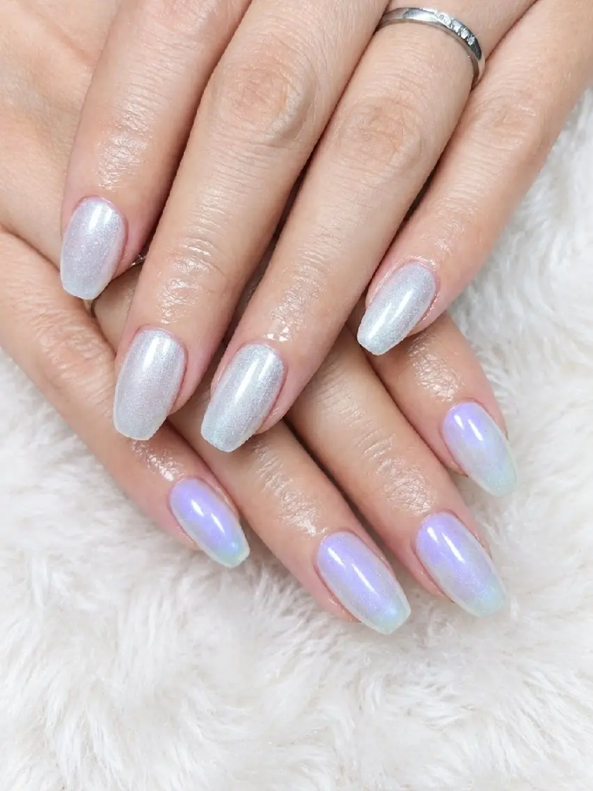ネイル パープル ホワイト ハンドネイル WB,nail 🤍 KOKORO のネイルデザイン
