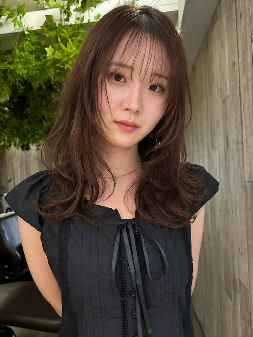 ミディアム カット ヘアカラー 艶カラー/フェイス レイヤー/たむのヘアスタイル