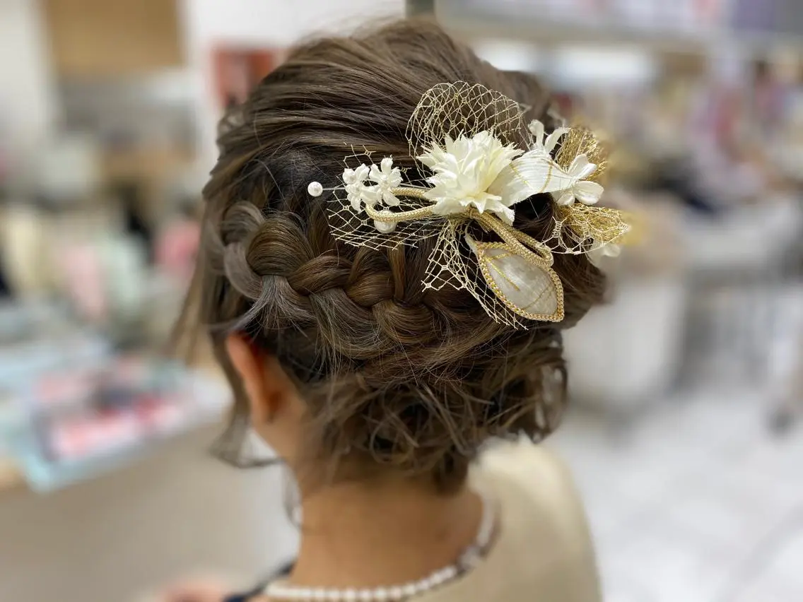 ヘアセット☆結婚式や、イベントにゆるふわ、編み込み、編み下ろし、お祭りヘア、浴衣、着物なんでも🆗です。の写真