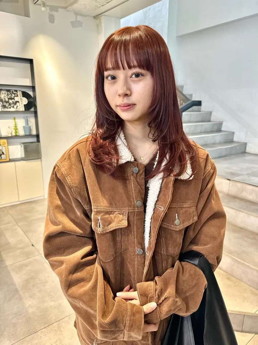 ロング カラー レッドカラー 顔周りカット レイヤーカット 顔周りカット/透明感 カラー✂️MEIのヘアスタイル