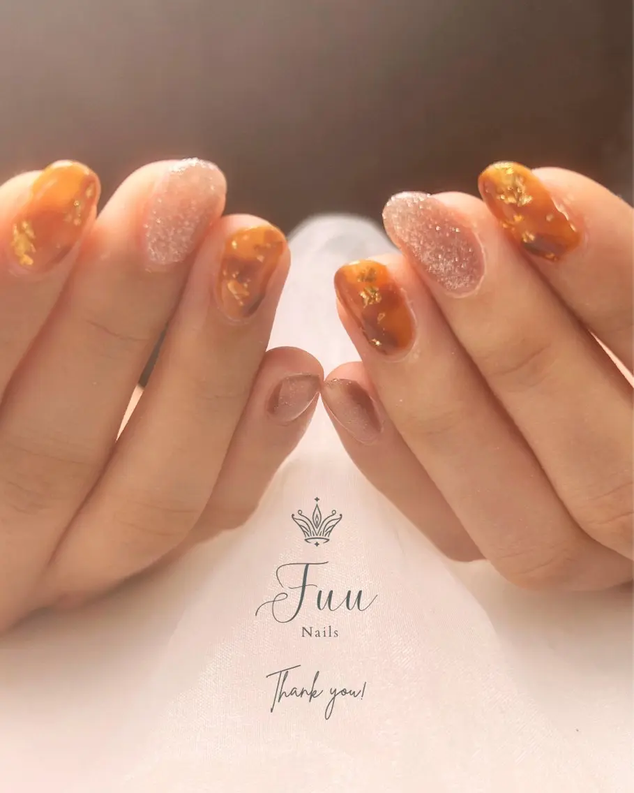 ネイル べっ甲ネイル フラッシュネイル キラキラネイル マグネットネイル ワンカラーネイル 犬のいるネイルサロン Fuu nailsのネイルデザイン