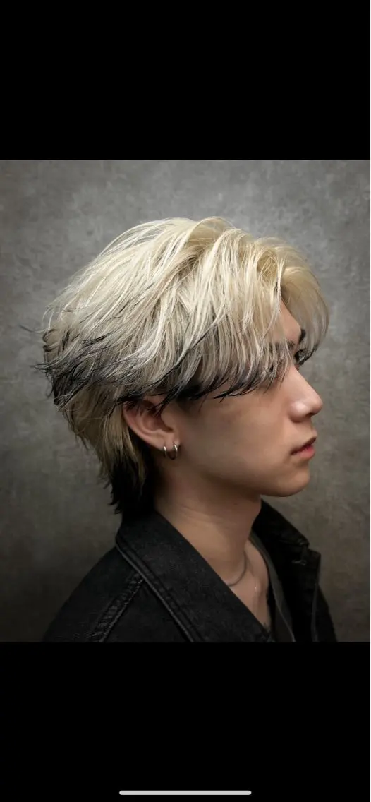 ミディアム カラー パーマ メンズ メンズウルフカット デザインカラー ウルフカット カット ヘアカラー メンズウルフ特化🐺 🔥長山耕大🔥のヘアスタイル