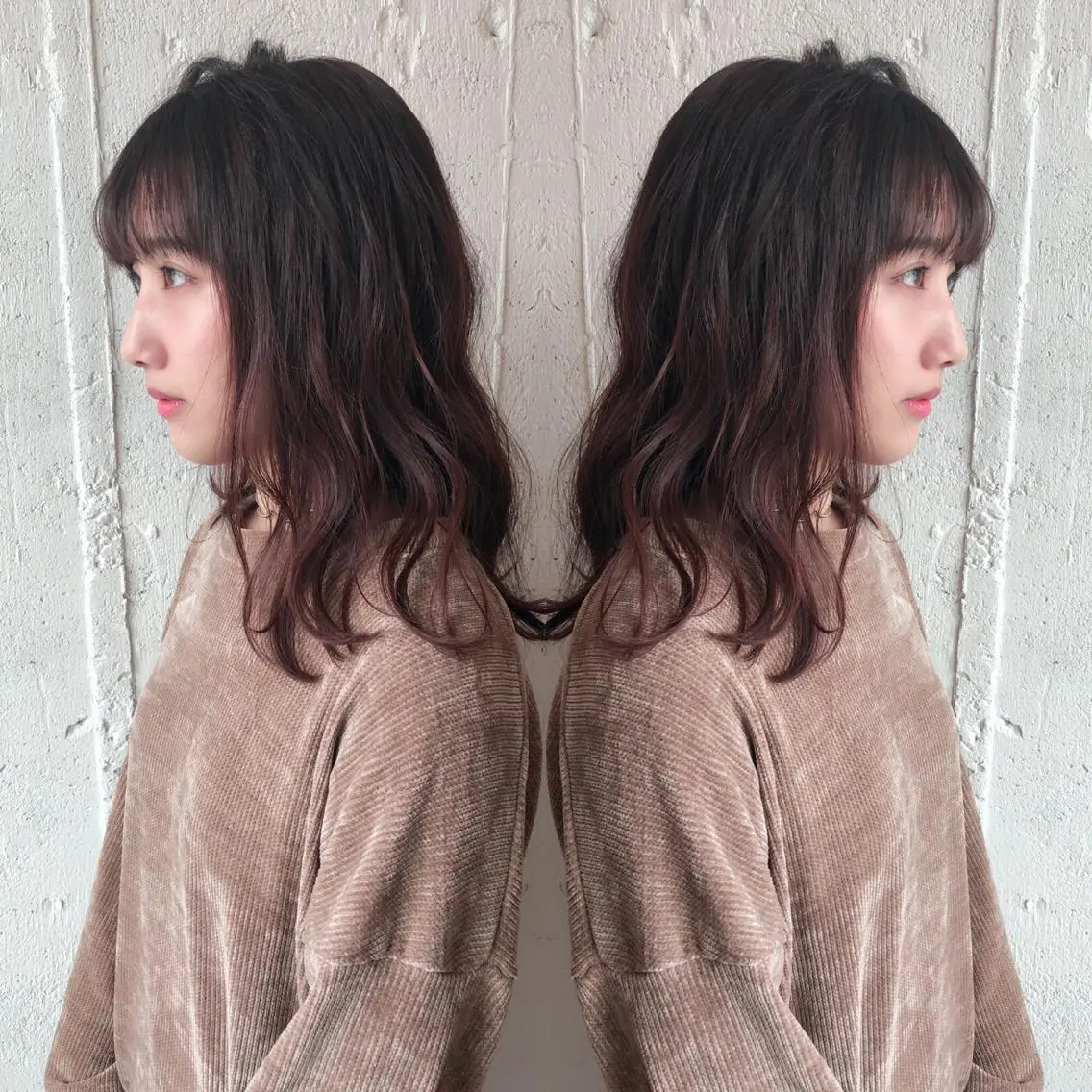 セミロング ヘアカラー トリートメント あらき ちさとのヘアスタイル
