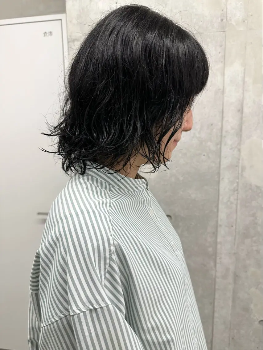ミディアム パーマ カット ヘッドスパ ボブ/ゆるふわ ボブパーマ/とういのヘアスタイル
