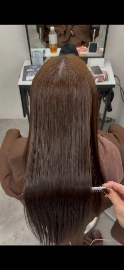 ロング カラー アッシュ 黒髪 ブリーチ 透明感カラー ブリーチなしカラー ヘアカラー 🌹艶カラー🌹/ 👼パーマの髪様👼のヘアスタイル