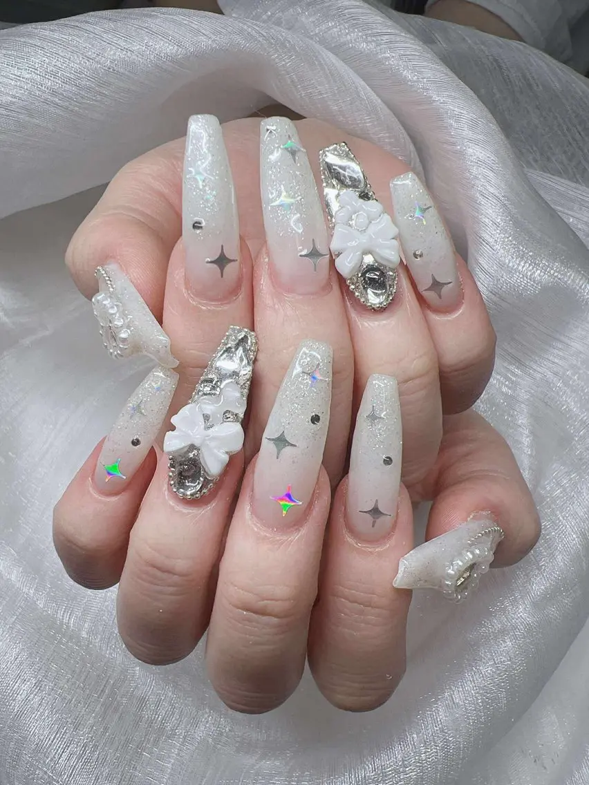 ネイル 長さ出し グラデーション 卒業式 キラキラネイル マグネットネイル ハンドネイル Lee Nailsのネイルデザイン