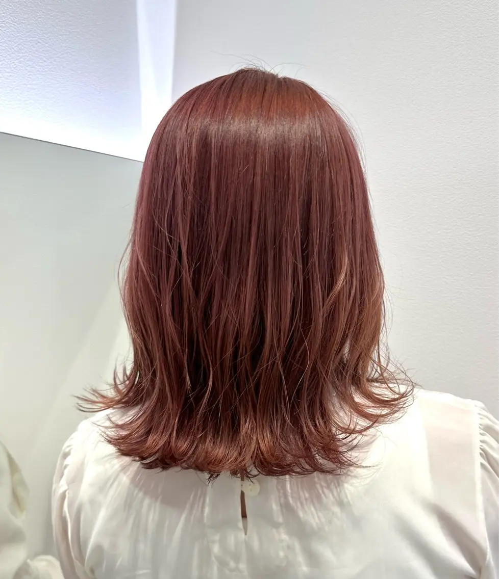 ミディアム カラー ベージュカラー ピンクカラー ピンクベージュ 桃香🍑/縮毛矯正 /ダブルカラーのヘアスタイル