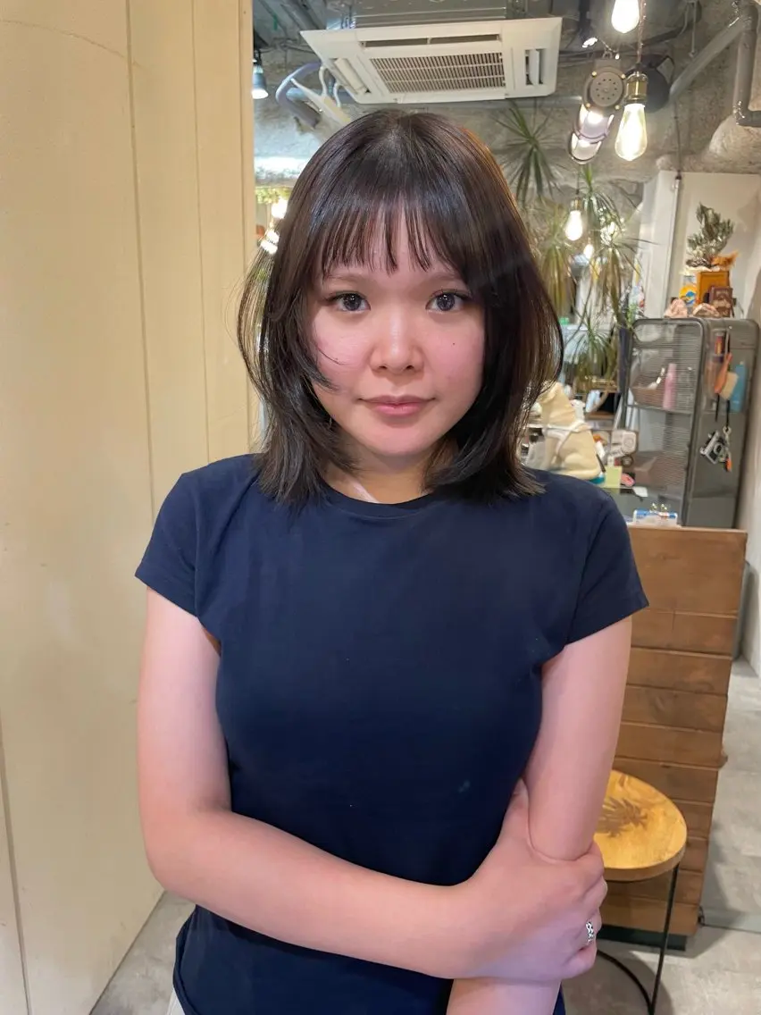 ミディアム ボブレイヤー ボブ レイヤーカット カット ヘアカラー トリートメント 透明感カラー 🦋AYAのヘアスタイル