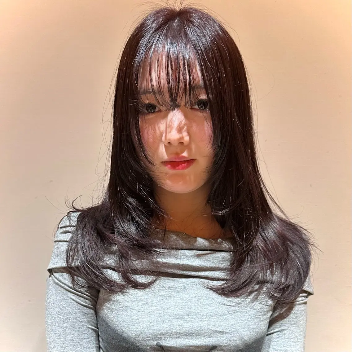 セミロング カラー レイヤーカット 為頭 りたのヘアスタイル