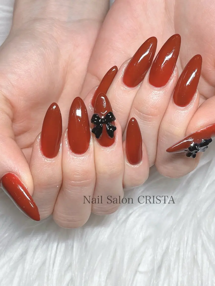 ネイル ボルドー ロングネイル ハンドネイル CRISTA 🫧ヒナタのネイルデザイン