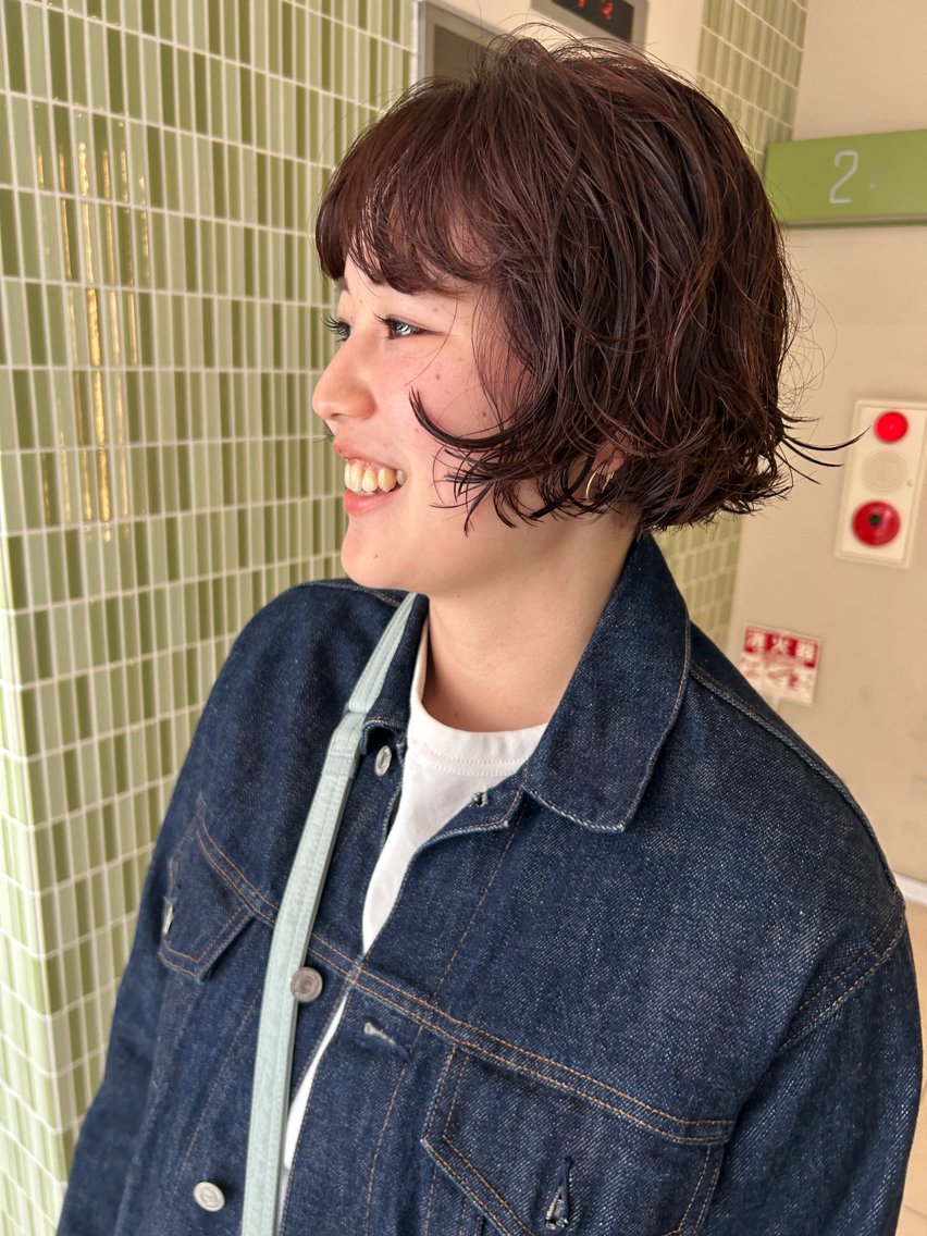 カラー パーマ ブラウンカラー パープルブラウン ボブ baLon.fem/ 澤田 奈々子のヘアスタイル