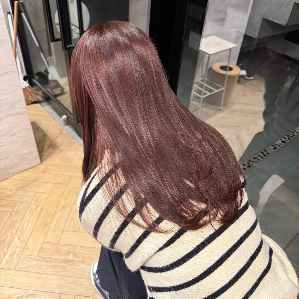 セミロング カラー ブラウンカラー 透明感カラー ピンクカラー ピンクブラウン レッドカラー カット ヘアカラー トリートメント 透明感カラー/レイ ヤー/Nana🌈のヘアスタイル
