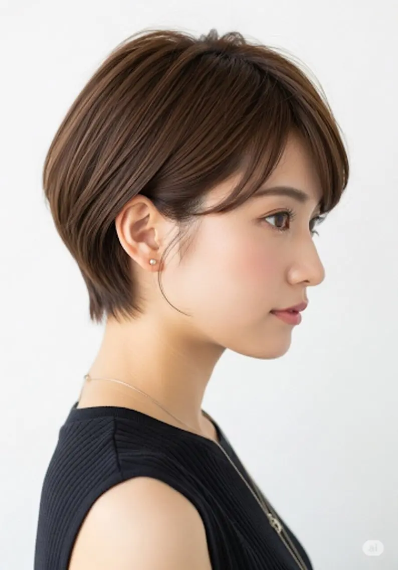 ショート レイヤー/ショート/ 透明感/銀座/れんのヘアスタイル