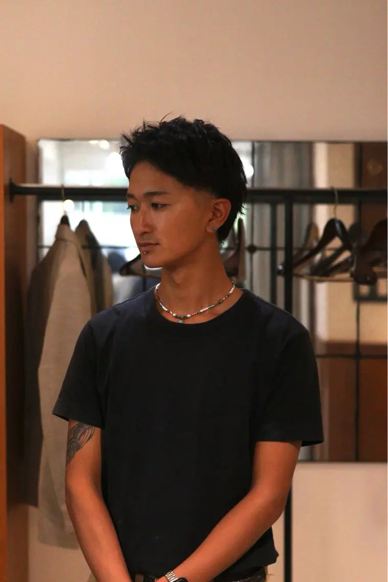 ショート カラー メンズ レッドカラー 栄/海外風カラー/ ナチュラル縮毛のヘアスタイル