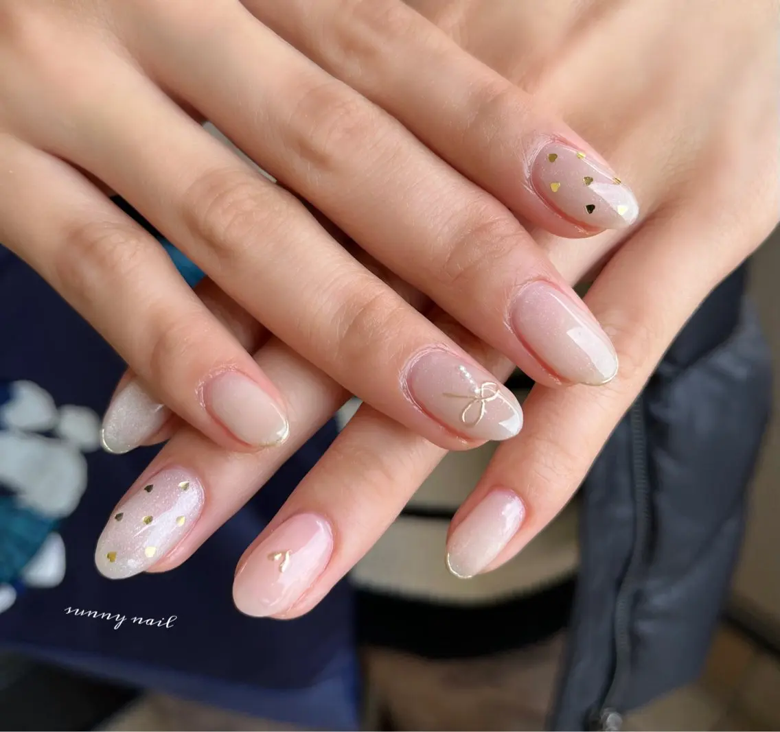ネイル ジェルネイル ハート マグネットネイル ミラーネイル パラジェル ハンドネイル ハンドケア sunny nailのネイルデザイン