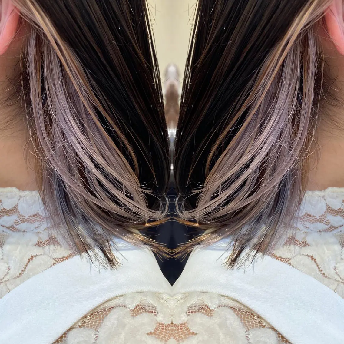 セミロング カラー ヘアアレンジ ハイトーンカラー 竹内啓太 ボブのヘアスタイル