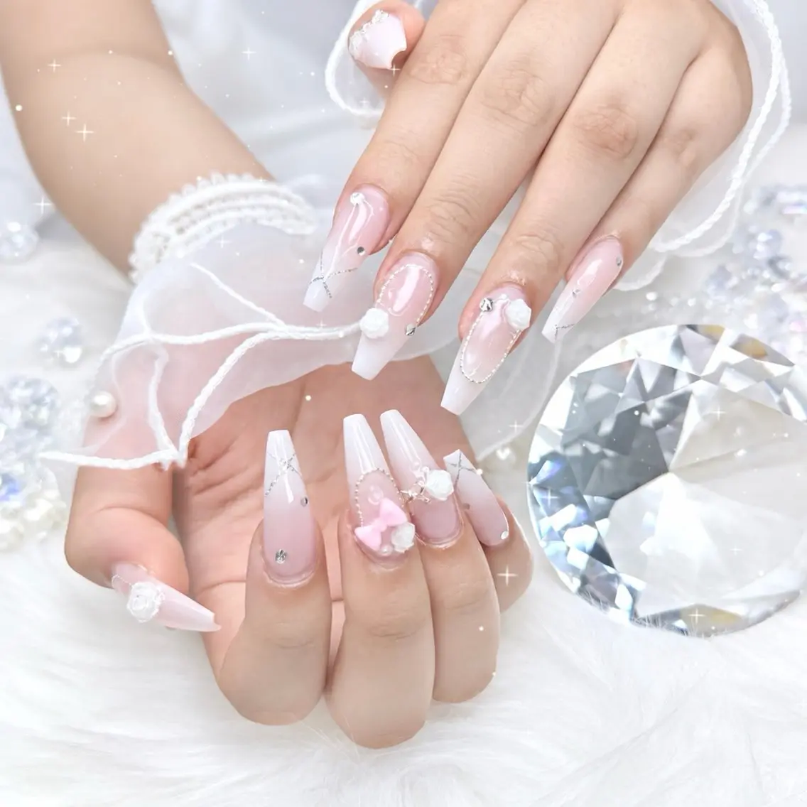 ネイル 長さ出し フレンチネイル 韓国ネイル ロングネイル シンプルネイル ハンドネイル ハンドケア Mina Aurea Nailのネイルデザイン
