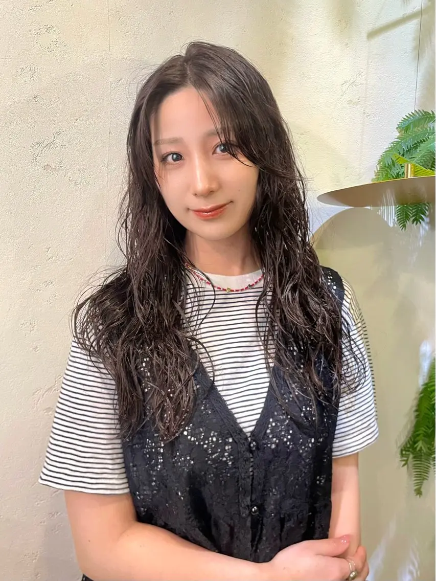 ロング カラー パーマ カット ヘアカラー パーマ カノン/透明感カラー /酸性ストレートのヘアスタイル