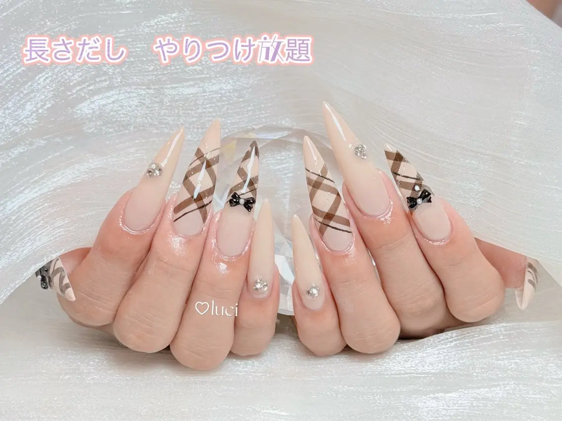 ネイル ジェルネイル 韓国ネイル ロングネイル 持ち込み パラジェル ハンドネイル Luci Nail Shinokuboのネイルデザイン