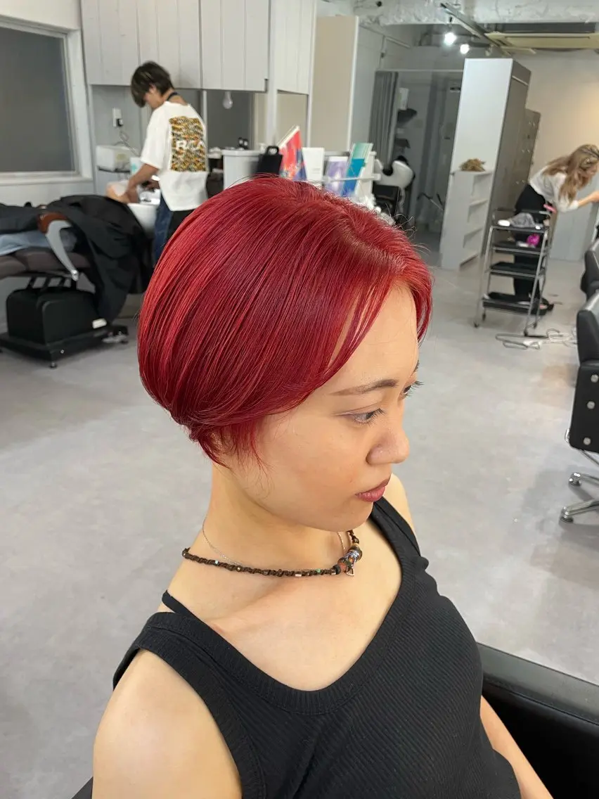 ショート カラー ヘアアレンジ メンズ レッドカラー Cielro/ダブル カラー/西田咲希のヘアスタイル