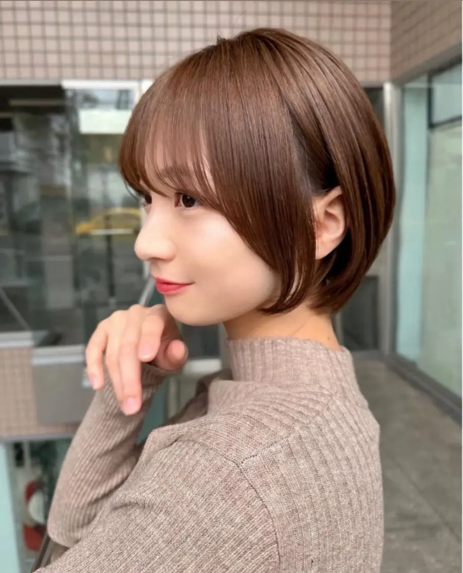 ショート 大人可愛い顔周り・ 縮毛矯正/ショウのヘアスタイル